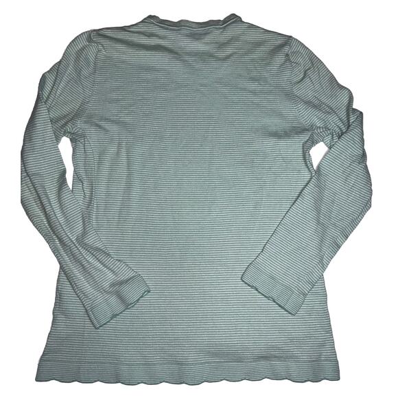 J McLaughlin Shirt Women’s Size Small Green Striped Knit Top Scalloped Hem Top - Picture 13 of 16